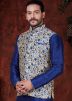 Navy Blue Readymade Kurta Pajama With Nehru Jacket