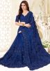 Blue Embroidered Saree With Blouse