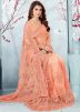 Embroidered Peach Saree With Blouse