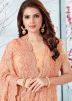 Embroidered Peach Saree With Blouse