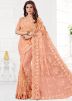 Peach Embroidered Saree With Blouse