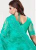 Embroidered Turquoise Saree With Blouse