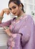 Lavender Purple Silk Embroidered Saree