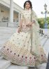 Off White Kurti Style Embroidered Chiffon Lehenga