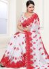 White Heavy Border Saree With Blouse