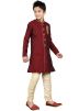 Readymade Maroon Brocade Kids Kurta Pajama