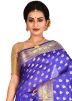Blue Pure Silk Woven Saree With Blouse