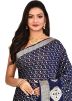 Blue Pure Silk Woven Saree With Blouse