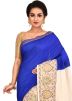 Blue and Cream Woven Pure Silk Saree With Blouse