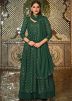 Green Sequined Kurti Style Lehenga In Georgette