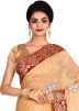 Beige Lycra Heavy Border Saree