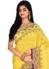 Yellow Georgette Heavy Border Saree