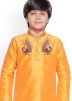 Yellow Dupion Silk Readymade Kids Kurta Dhoti Set