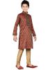 Readymade Red Brocade Kids Kurta Pajama