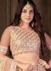 Peach Sequined Lehenga Choli In Net