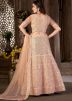 Peach Sequined Lehenga Choli In Net