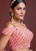 Peach Embroidered Festive Lehenga Choli