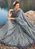 Grey Heavy Border Saree With Blouse