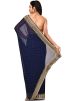 Navy Blue Stone Embellished Heavy Border Saree