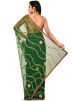 Green Embroidered Net Saree With Blouse