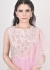 Pink Embellished Drape Style Gown In Lycra