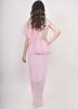 Pink Embellished Drape Style Gown In Lycra