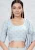Grey Thread Embroidered Lehenga Choli With Ruffled Dupatta