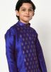 Printed Blue Readymade Dhoti Kurta In Angrakha Style