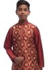 Maroon Woven Readymade Kids Dhoti Kurta Set