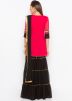 Readymade Red Embroidered Georgette Gharara Suit