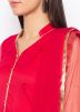 Readymade Red Embroidered Net Gharara Suit