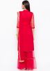 Readymade Red Embroidered Net Gharara Suit