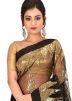 Black Sequins Embellished Heavy Border Net Saree
