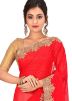 Red and Cream Heavy Border Half N Half Saree