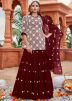 Maroon Kurti Style Lehenga Choli In Georgette
