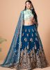 Blue Net Embroidered Lehenga Choli With Dupatta