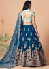 Blue Net Embroidered Lehenga Choli With Dupatta