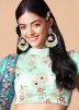 Blue Net Embroidered Lehenga Choli With Dupatta