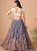 Grey Embroidered Net Lehenga Choli & Dupatta