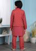 Red Kids Readymade Kurta Pajama With Jacket