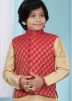 Cream Readymade Kids Kurta Pyjama With Jacket
