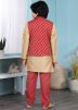 Cream Readymade Kids Kurta Pyjama With Jacket