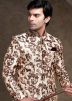 Cream Readymade Art Silk Indo Western Sherwani