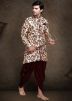 Cream Readymade Art Silk Indo Western Sherwani