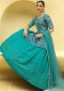 Readymade Turquoise Embroidered Kurti Style Lehenga