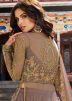 Brown Embroidered Jacket Style Lehenga