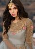 Grey Heavy Embroidered Slit Style Pant Suit