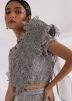 Grey Embroidered Lehenga Set & Detachable Dupatta