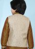 Beige Readymade Woven Nehru Jacket In Jacquard