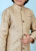 Woven Beige Kids Readymade Sherwani Jacket In Jacquard